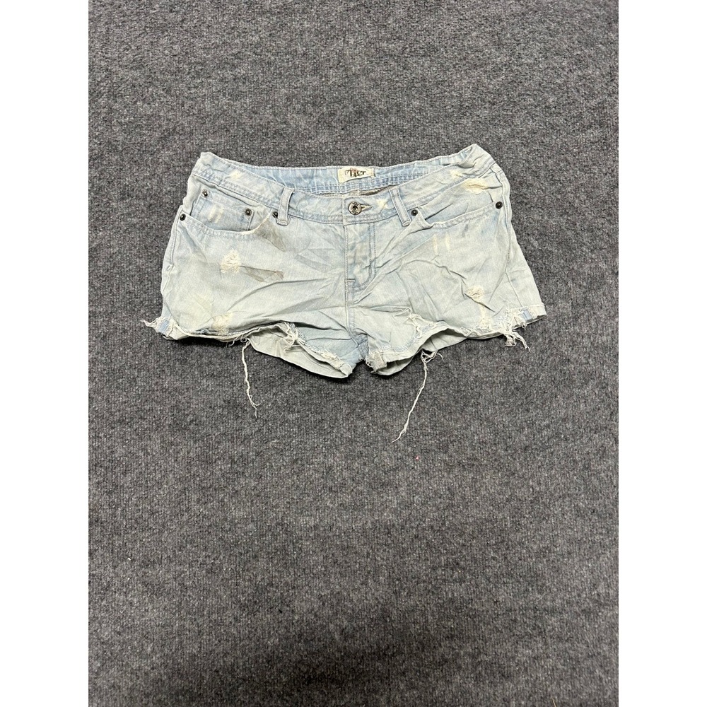 Wet Seal Shorts Womens Size 9 Light Wash Distressed Cotton Low Rise Peace Patch